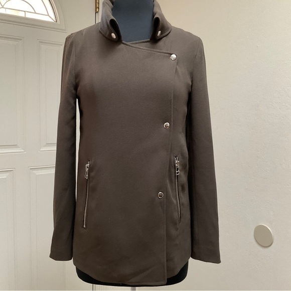 Aritzia Wilfred Mayet Double Breasted Jacket Crepe Fabric XSmall Olive G… - Picture 2 of 16